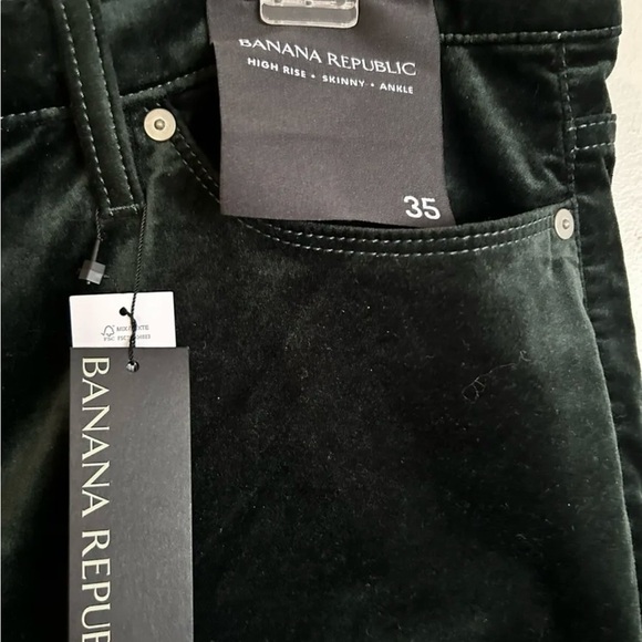 Banana Republic Women's Green Velvet Skinny High Rise Ankle Pants Size 35 - Picture 1 of 10